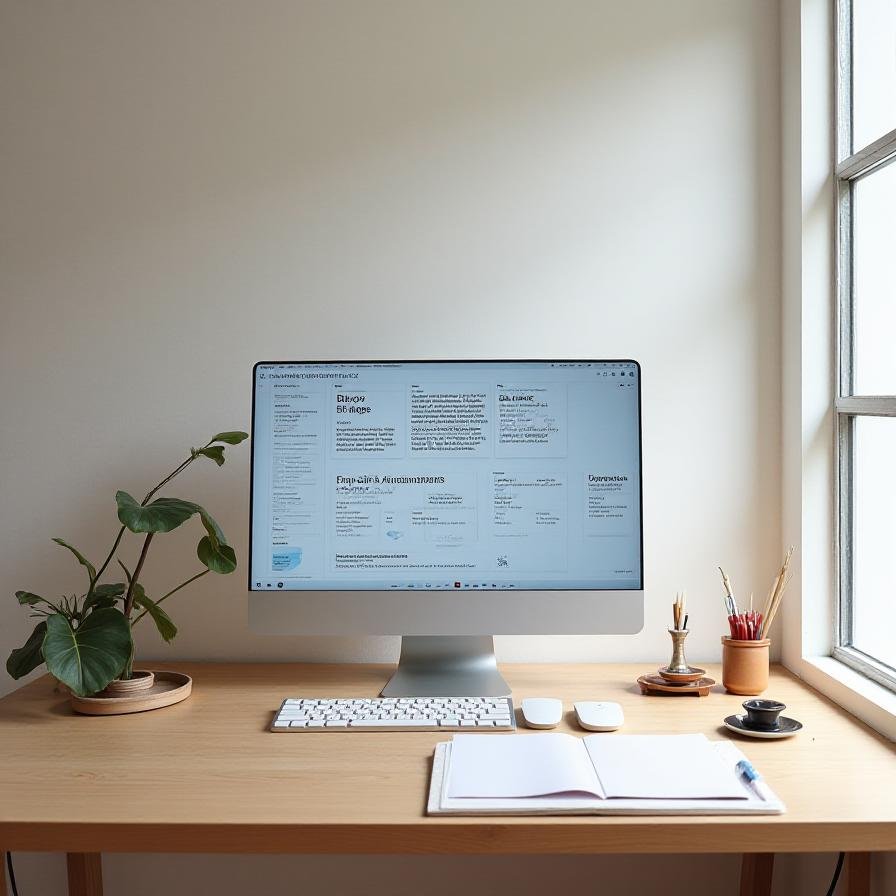 A sophisticated design studio in Quezon City featuring traditional ink bottles and modern design displays