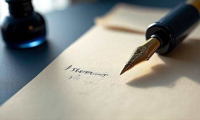 Close up of artisanal calligraphy tools on a clean desk